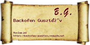 Backofen Gusztáv névjegykártya